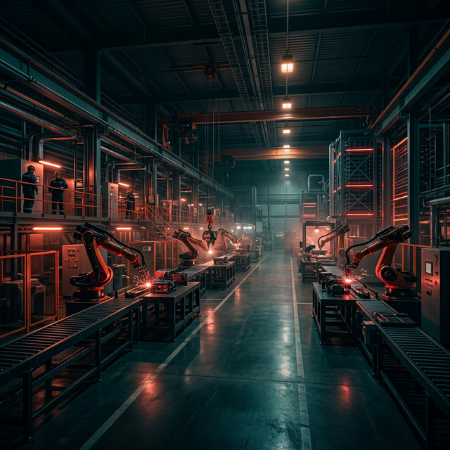 Modern industrial factory floor